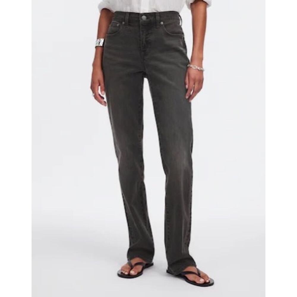 J. Crew Mid Rise 90s Classic Straight Fit Jeans in Charcoal Wash Black